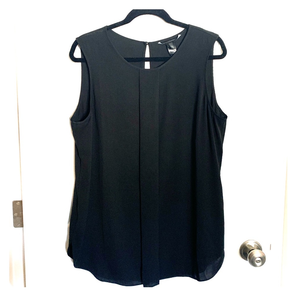 Black rayon tunic length shell